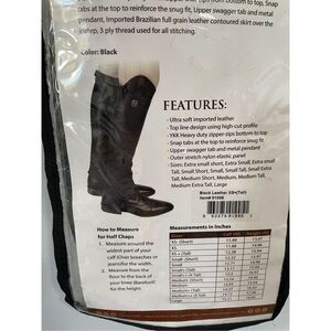 New Huntley Equestrian Brazilian Leather Half Chap Boots Adult XS Tall Black